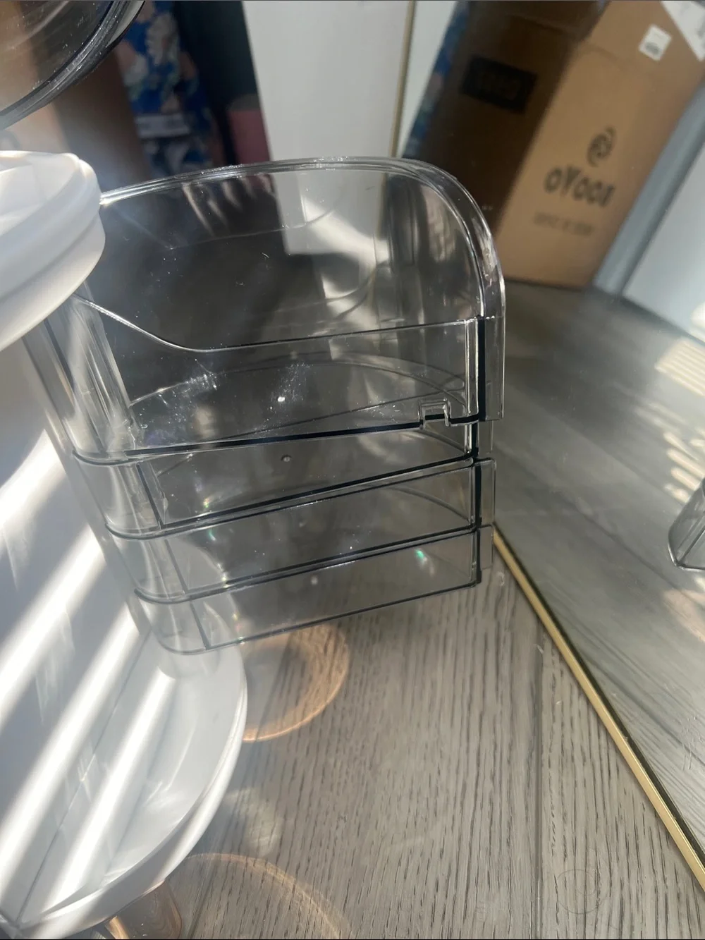 Clear & White Cosmetic Organizer with Drawers